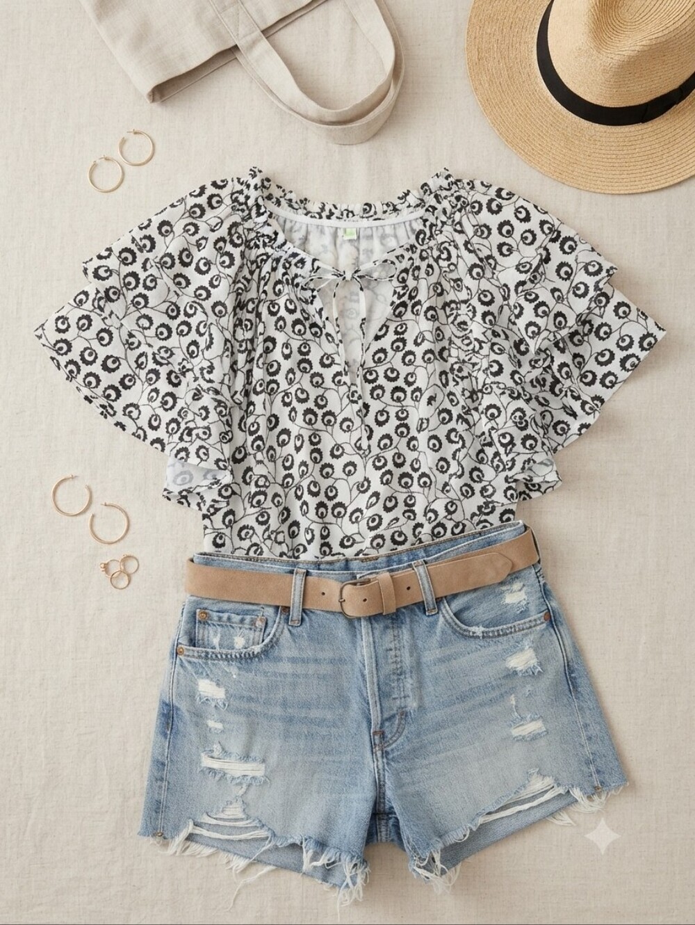 Jade Melody Tam Black White Butterfly Style Top Blouse